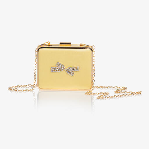 David Charles-Girls Yellow Crystal Bow Bag (12cm) | Childrensalon Outlet