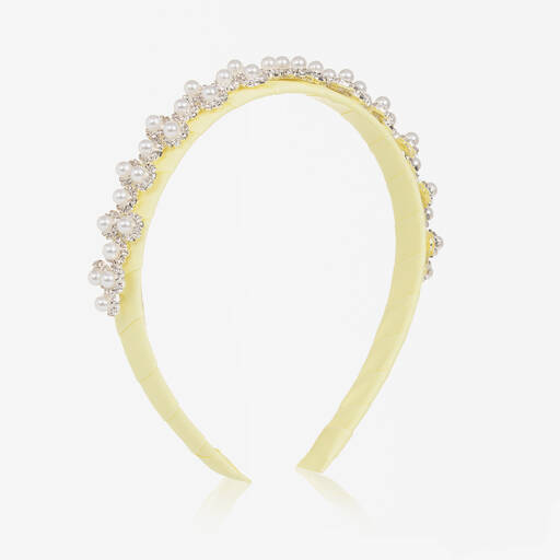 David Charles-Желтый ободок с жемчужинами и стразами для девочек | Childrensalon Outlet