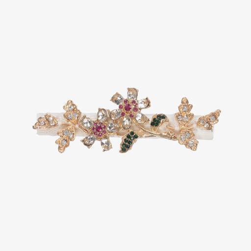 David Charles-Ivory Filigree Crystal Hair Clip (9cm) | Childrensalon Outlet