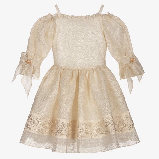 David Charles-Золотисто-коричневое платье из парчи | Childrensalon Outlet