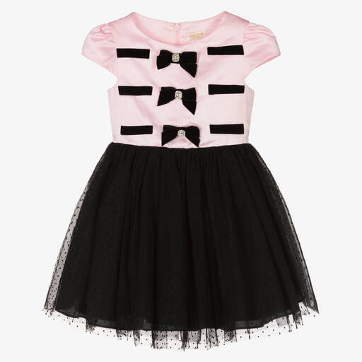 David Charles-Розово-черное платье из тюля с бантами | Childrensalon Outlet