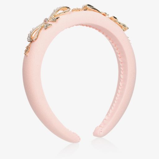 David Charles-Pink Pearl Bow Hairband | Childrensalon Outlet