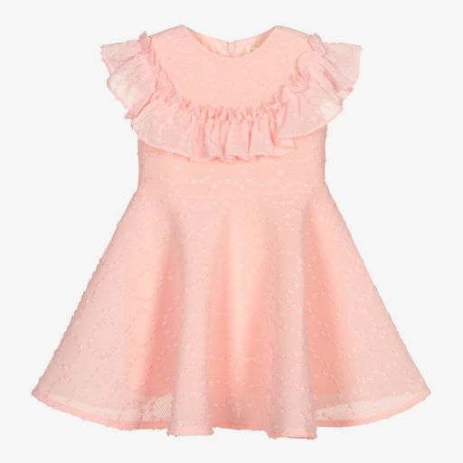David Charles-Pink Plumeti Neoprene Dress   | Childrensalon Outlet