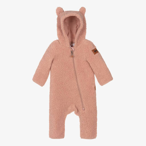 Deux par Deux-Baby Girls Pink Teddy Pramsuit | Childrensalon Outlet