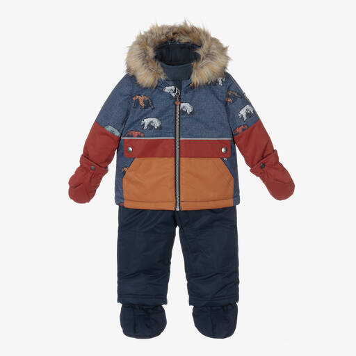 Deux par Deux-Boys Blue Bear Snowsuit Set | Childrensalon Outlet