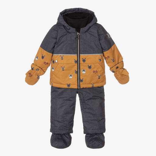 Deux par Deux-Boys Grey Puppy Snowsuit Set | Childrensalon Outlet