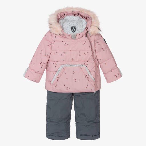 Deux par Deux-Girls Pink & Grey Snowsuit | Childrensalon Outlet