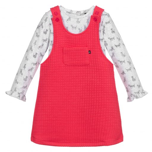 Deux par Deux-Pink & Grey Pinafore Dress Set | Childrensalon Outlet