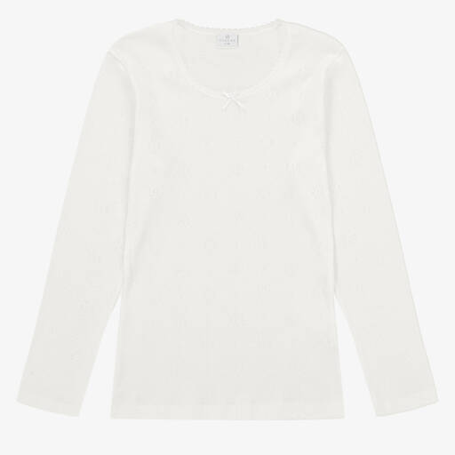 Diacar-Girls Soft White Jersey Top | Childrensalon Outlet