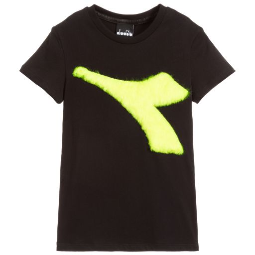 Diadora-Black Cotton Jersey T-Shirt | Childrensalon Outlet
