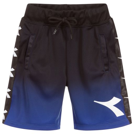 Diadora-Boys Black & Blue Logo Shorts | Childrensalon Outlet