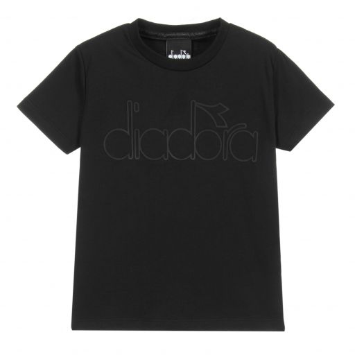 Diadora-Boys Black Cotton T-Shirt | Childrensalon Outlet