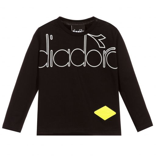 Diadora-Boys Black Cotton Top | Childrensalon Outlet