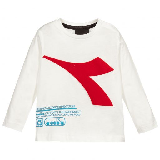 Diadora-Boys White Cotton Top | Childrensalon Outlet