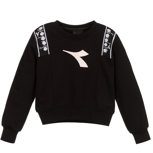 Diadora-Girls Black Cotton Sweatshirt | Childrensalon Outlet