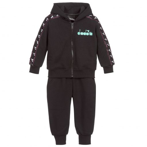 Diadora-Girls Cotton Black Tracksuit | Childrensalon Outlet