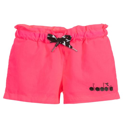 Diadora-Girls Pink Logo Shorts | Childrensalon Outlet