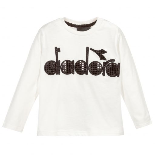 Diadora-Girls White Cotton Top  | Childrensalon Outlet