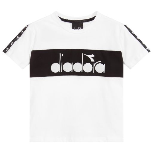 Diadora-White Cotton Logo T-Shirt | Childrensalon Outlet