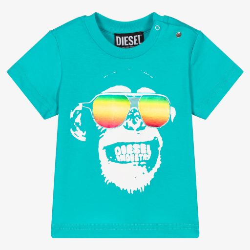 Diesel-Baby Boys Blue Cotton T-Shirt | Childrensalon Outlet