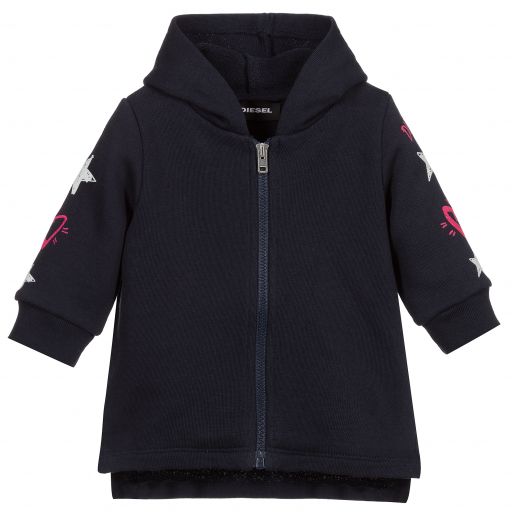 Diesel-Baby Girls Blue Zip-Up Top | Childrensalon Outlet