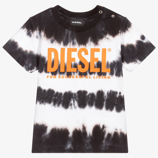 Diesel-Black & Ivory Tie-Dye T-Shirt | Childrensalon Outlet