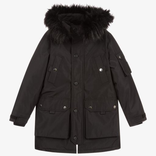 Diesel-Черная парка с капюшоном для мальчиков | Childrensalon Outlet