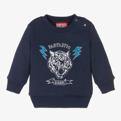 Diesel-Boys Blue Tiger Sweatshirt | Childrensalon Outlet
