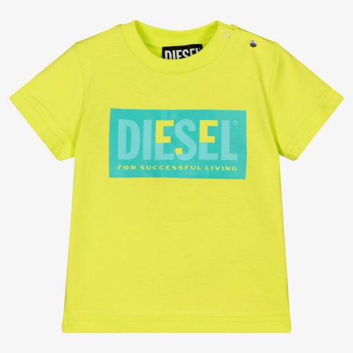 Diesel-Boys Lime Green Logo T-Shirt | Childrensalon Outlet