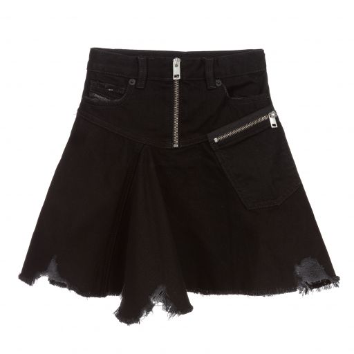 Diesel-Girls Black Denim Skirt | Childrensalon Outlet