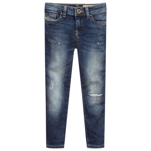 Diesel-Girls Blue Jersey Jeans | Childrensalon Outlet