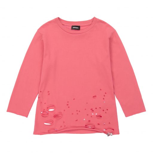 Diesel-Girls Pink Cotton Jersey Top | Childrensalon Outlet