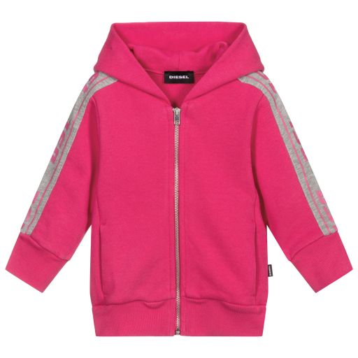 Diesel-Girls Pink Cotton Zip-up Top | Childrensalon Outlet