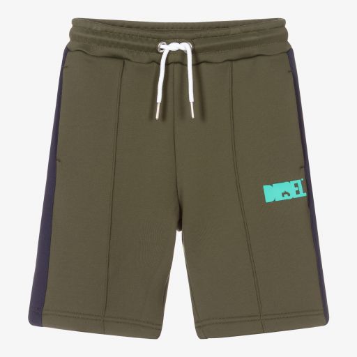 Diesel-Green Cotton Jersey Shorts | Childrensalon Outlet