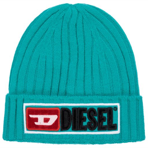 Diesel-Green Knitted Logo Hat | Childrensalon Outlet