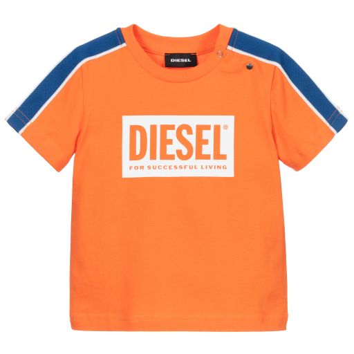 Diesel-Orange Cotton Logo T-Shirt | Childrensalon Outlet