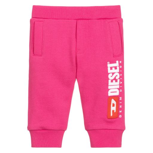 Diesel-Pink Cotton Logo Joggers | Childrensalon Outlet