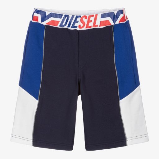 Diesel-Teen Blue Cotton Logo Shorts | Childrensalon Outlet