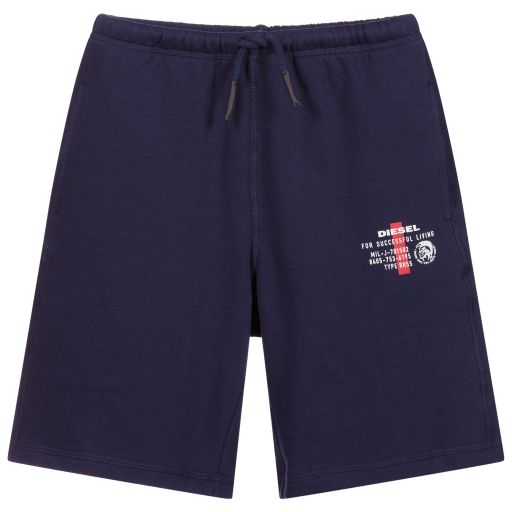 Diesel-Teen Blue Logo Shorts | Childrensalon Outlet