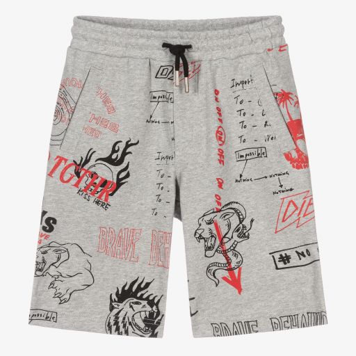 Diesel-Teen Boys Grey Graphic Shorts | Childrensalon Outlet