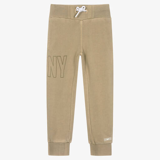 DKNY-Beige Cotton Jersey Joggers | Childrensalon Outlet