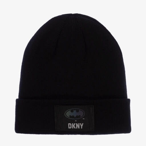 DKNY-Black Cotton Knit Batman Beanie Hat | Childrensalon Outlet
