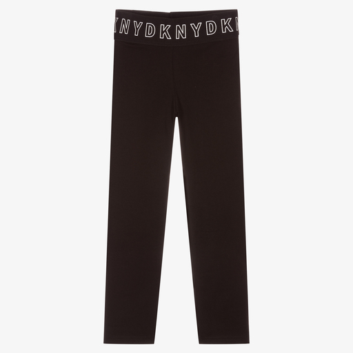 DKNY-Black Cotton Logo Leggings | Childrensalon Outlet