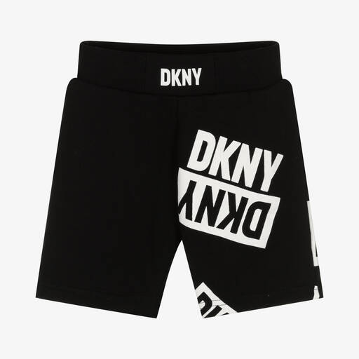DKNY-Black Cotton Logo Shorts | Childrensalon Outlet