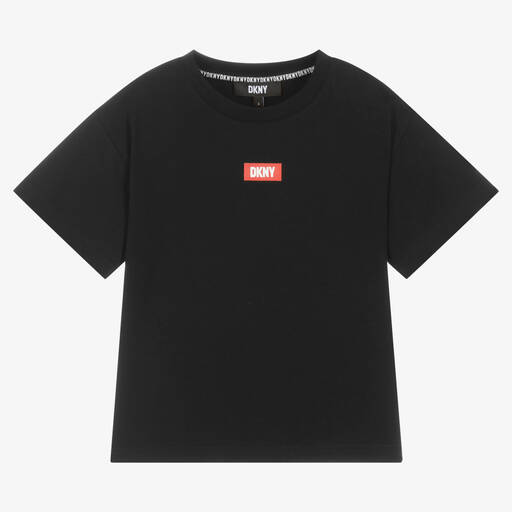 DKNY-Black Logo Cotton T-Shirt | Childrensalon Outlet