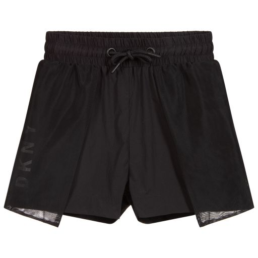 DKNY-Black Logo Shorts with Mesh | Childrensalon Outlet