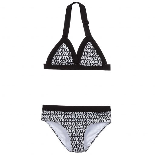 DKNY-Black & White Logo Bikini | Childrensalon Outlet