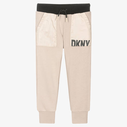 DKNY-Boys Beige Logo Joggers | Childrensalon Outlet