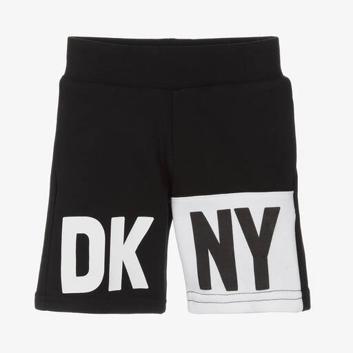 DKNY-Boys Black Cotton Logo Shorts | Childrensalon Outlet