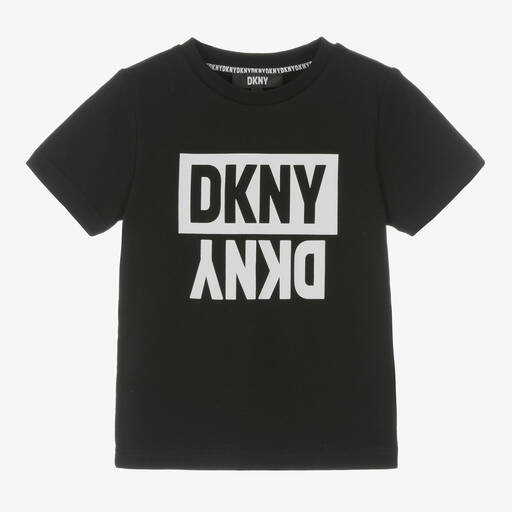DKNY-Boys Black Cotton Logo T-Shirt | Childrensalon Outlet